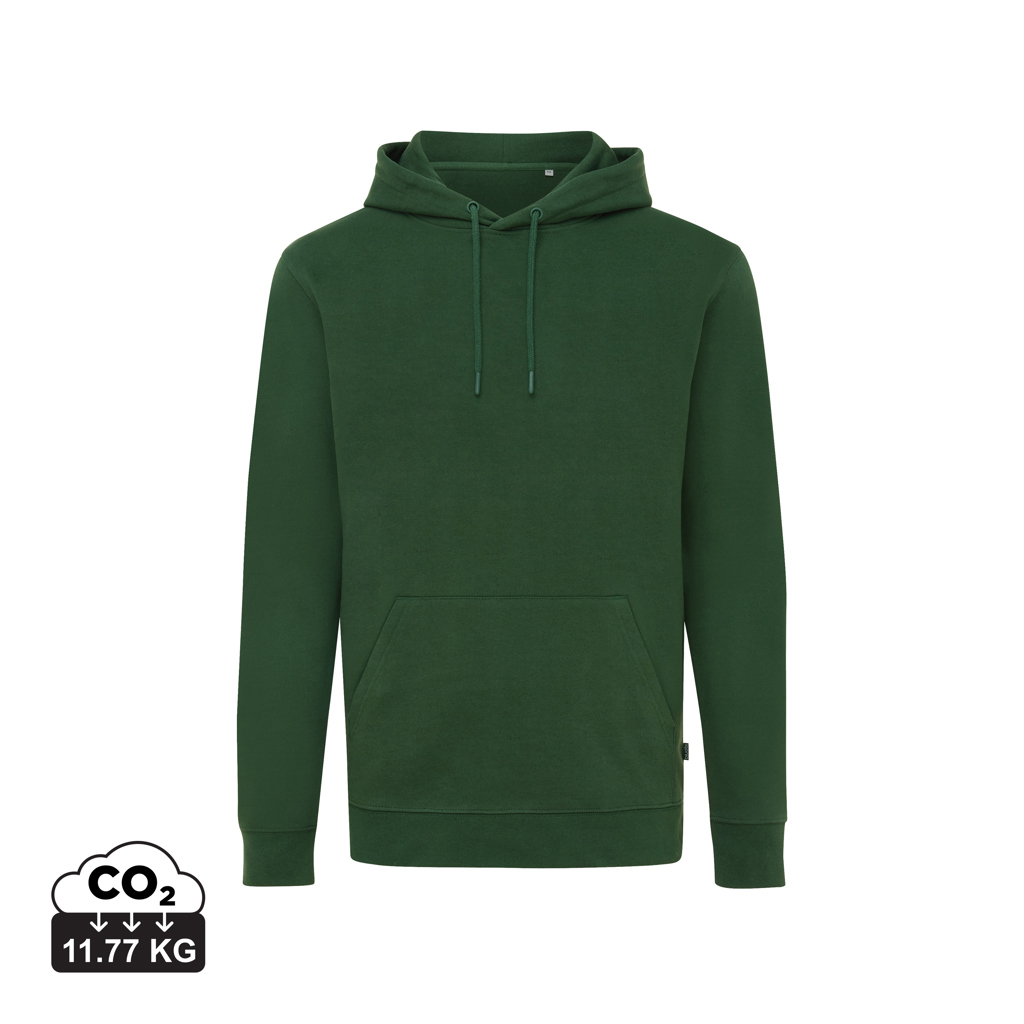 Sweat capuche unisexe publicitaire coton recyclé 340g Iqoniq Jasper forest green